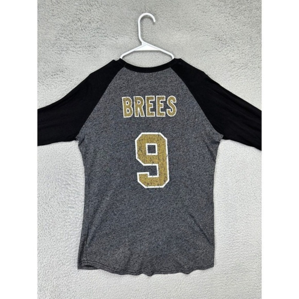 New Orleans Saints Drew Breeze Shirt Women Medium Grey 3-Quarter Sleeve Majestic - Picture 3 of 9